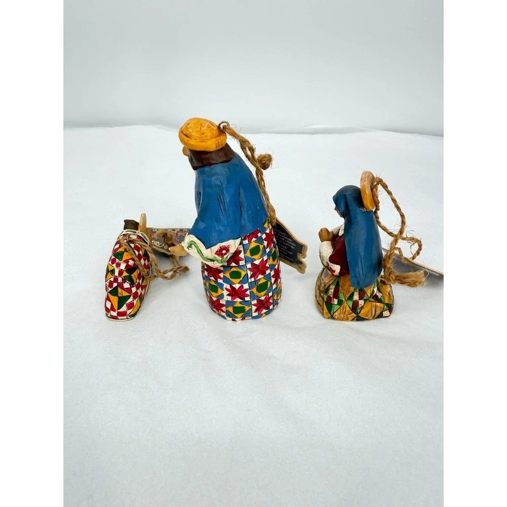 Jim Shore Heartwood Creek Nativity Ornament Set 3 Piece 'Joy to The World' XMAS